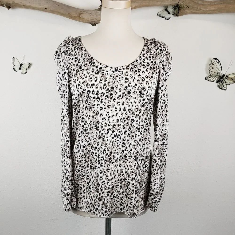 Ann Taylor cheetah print puff sleeve blouse